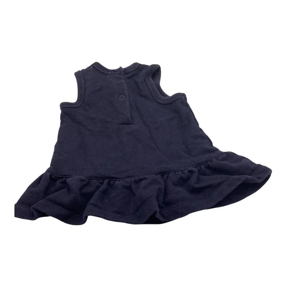 Ralph‎ Lauren Dress Girls 3 Months Sleeveless Navy Blue Ruffle Hem Cotton